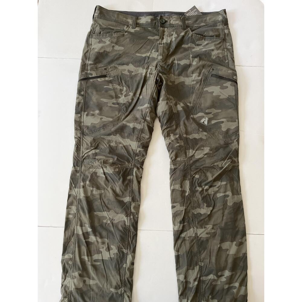 Eddie Bauer Pants Mens 40x34 Green Camo First Ascent Guide Pro Lined Hiking